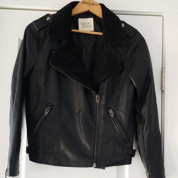 Thread & Supply Jackets & Blazers - Thread & Supply faux black motto jacket!!